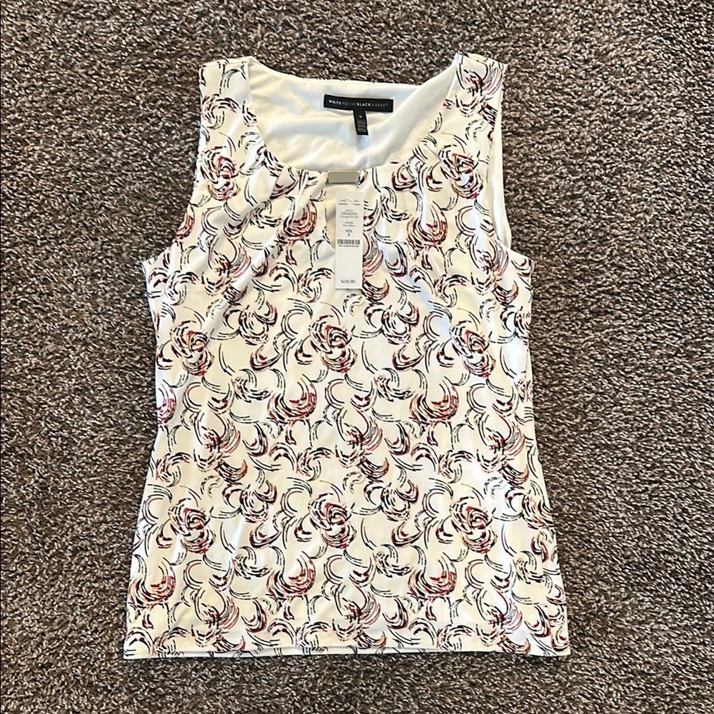 Floral Sleeveless Top - White and Black